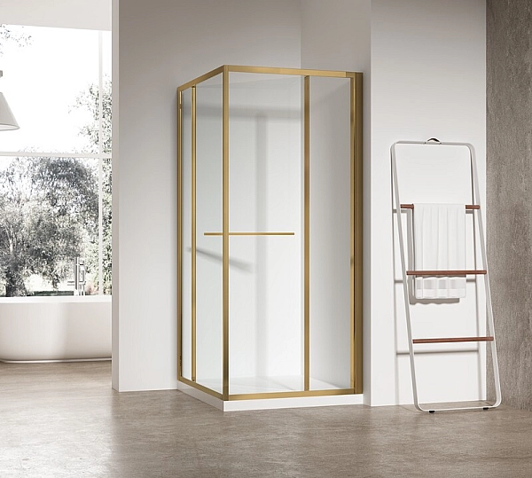 Душова кабіна без піддону Koer SR SC09-90x90x200-R-TR-12 прозоре скло Easy Clean 6мм Матове золото (KR5771) - Фото - 5