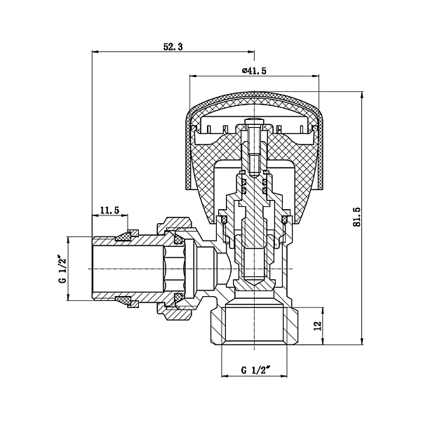 Кран радиаторный Thermo Alliance Standart Powerful 1/2" с антипротечкой угловой SF232W15 - Фото - 2