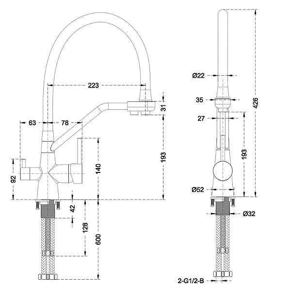 Змішувач для кухні Mixxus Premium SENNA 021 з виходом для питної води (MI6826) - Фото - 2
