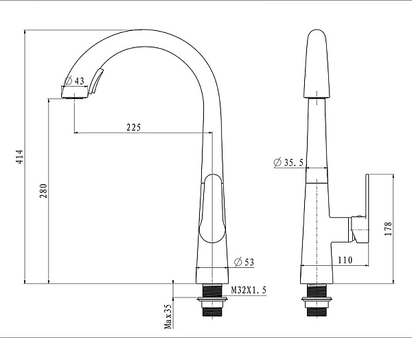 Змішувач для кухні з висувним виливом Mixxus Premium WARTA 014 (MI6956) - Фото - 6