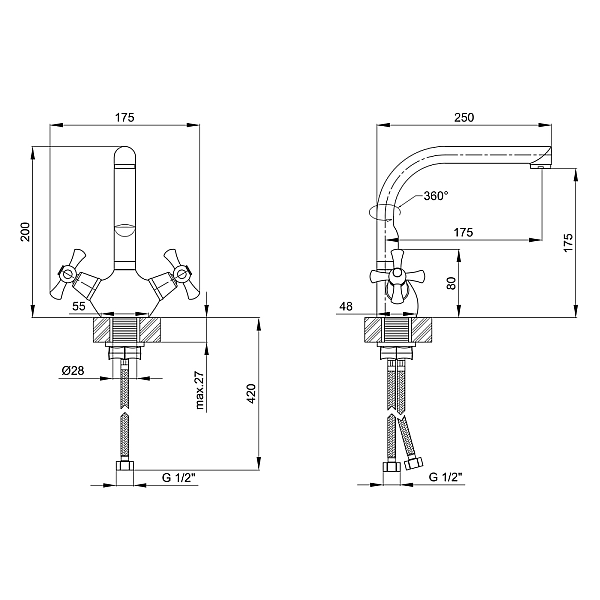 Змішувач для кухні Lidz Lamb 276F двохвентильний LDLAM276FCRM22019 Chrome - Фото - 2