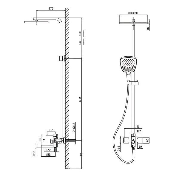 Душова колона зі змішувачем Mixxus Bond 009-J (MI7149) - Фото - 2