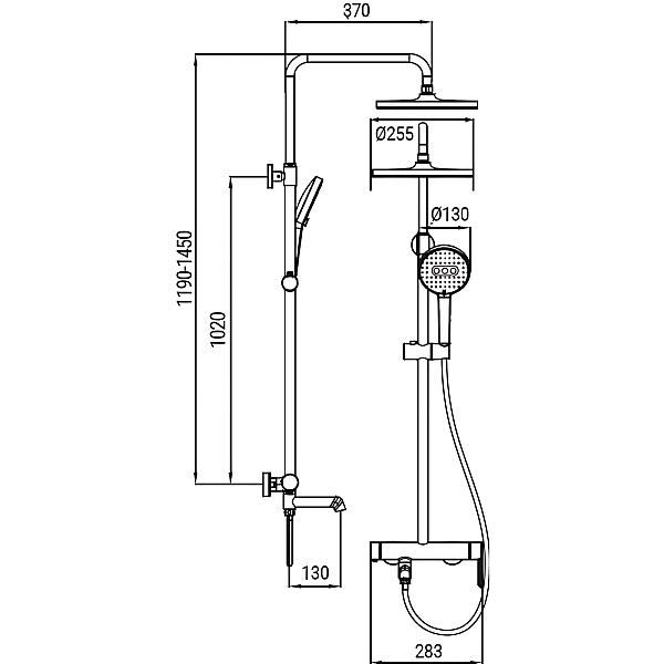 Душова колонна зі змішувачем Koer KB-56029-05 3 функції, колір чорний (KR5490) - Фото - 9
