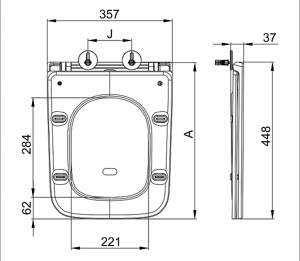 Унітаз підвісний Mixxus Premium Quadro-0302-R Black 530x360x365mm, система змиву RIMLESS (MP6455) - Фото - 3