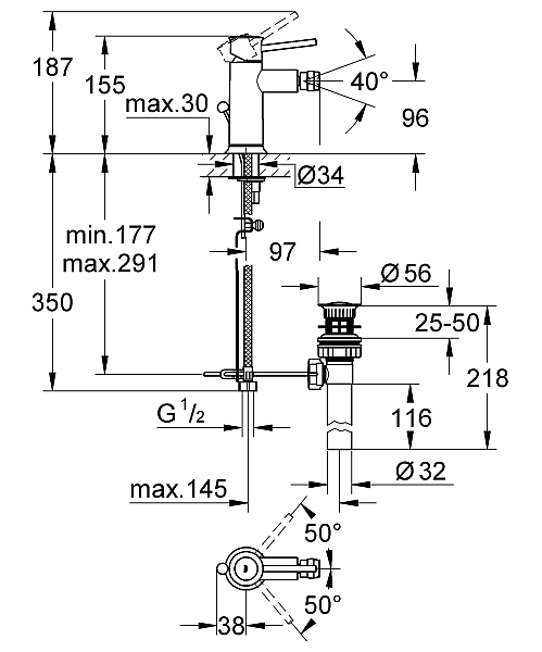 Змішувач для біде Grohe BauClassic (32864000) - Фото - 2