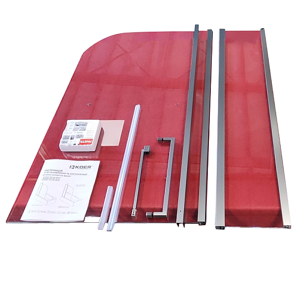 Шторки скляні на ванну Koer SR BS04-95x140-TR-07 прозоре скло 6мм, графіт (KR5404) - Фото - 3