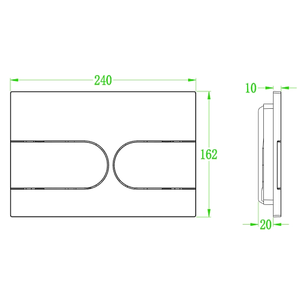 Панель змиву Koer KT-0604-05 240x160x10mm пластикова, кнопка закруглена (KR5324) - Фото - 2
