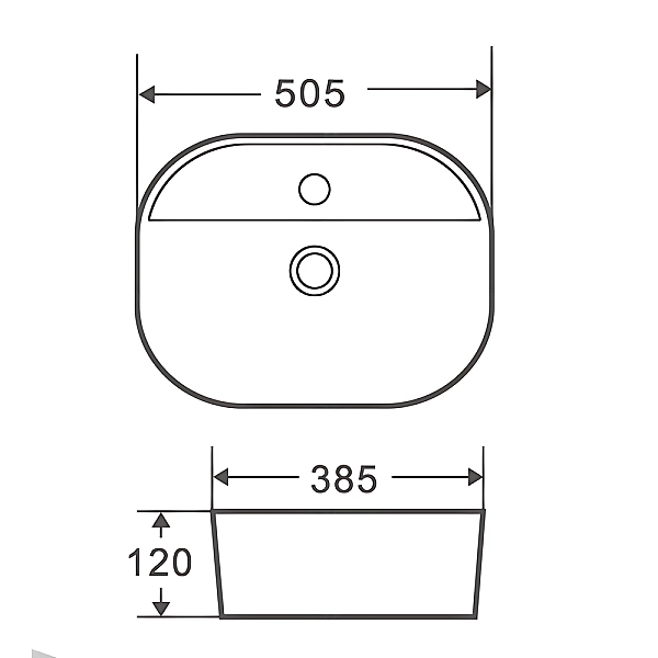 Раковина накладна Mixxus Premium ELLIPSE-0203 510х375х120mm з отвором під змішувач (MP6678) - Фото - 3
