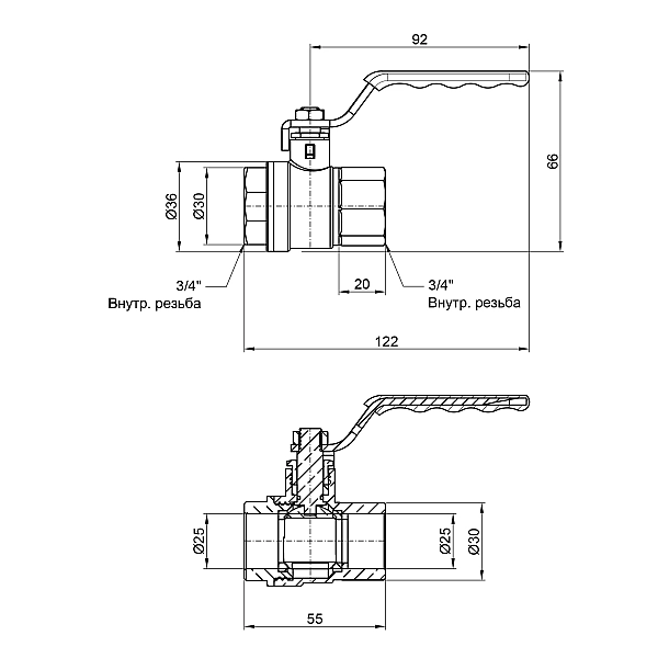 Кран кульовий Thermo Alliance Standart 3/4" ВР для води (важіль) SD600NW20PN40 - Фото - 2
