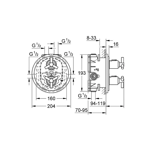 Термостат верхньої монтажної частини Grohe Atrio (19395000) - Фото - 2