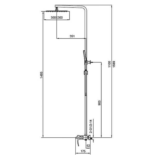 Душова колона KOER KB-58007-04 зі змішувачем водоспад, 3 функції (Колір хром+білий) (KR5161) - Фото - 2