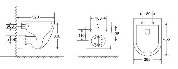 Унітаз підвісний Mixxus Premium Ellipse-0303-R 520x365x360mm, система змиву Rimless (MP6463) - Фото - 2
