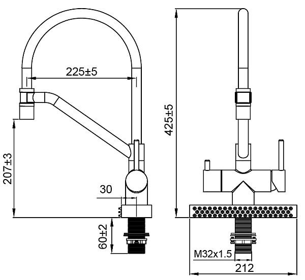 Змішувач для кухні Koer KB-74027-07 з функцією "водоспад" та чорним силіконовим виливом (KR5203) - Фото - 6
