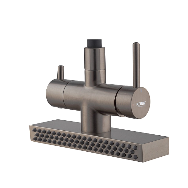 Змішувач для кухні Koer KB-74027-07 з функцією "водоспад" та чорним силіконовим виливом (KR5203) - Фото - 2