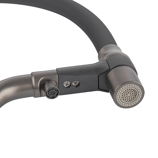 Змішувач для кухні Koer KB-74027-07 з функцією "водоспад" та чорним силіконовим виливом (KR5203) - Фото - 8