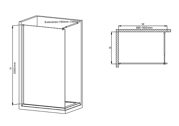 Душова перегородка Mixxus Premium FLAT SP01-90x200-TR Chrome Walk-In прозоре скло 8мм (MI6850) - Фото - 4
