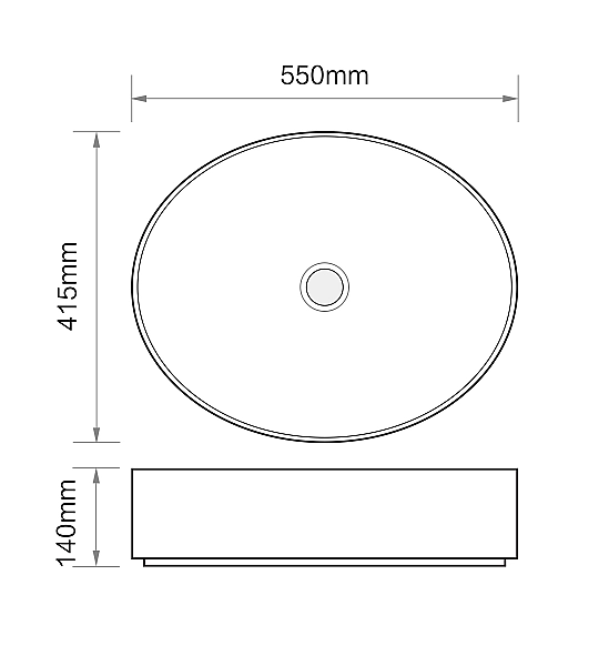 Раковина накладна MIXXUS PREMIUM ELLIPSE-0104 MARBLE 550х415х140mm (MP6554) - Фото - 2