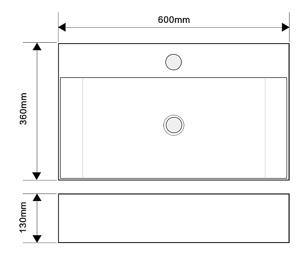 Раковина підвісна Mixxus Premium QUADRO-0206 600х360х130mm з отвором під змішувач та переливом (MP6509) - Фото - 5