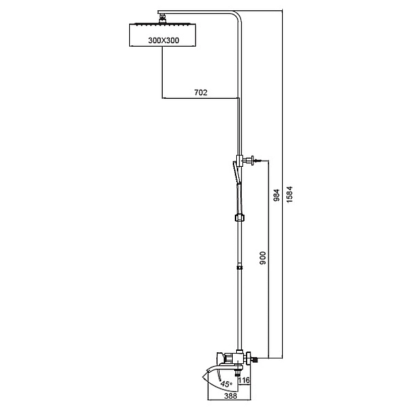 Душова колона KOER KB-56007-04 зі змішувачем, 3 функції (Колір хром+білий) (KR5159) - Фото - 2