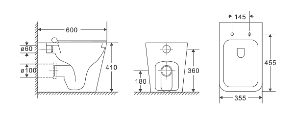 Унітаз підлоговий безбачковий Mixxus Premium QUADRO-0701-R 600х355х410mm, система змиву RIMLESS (MP6590) - Фото - 4
