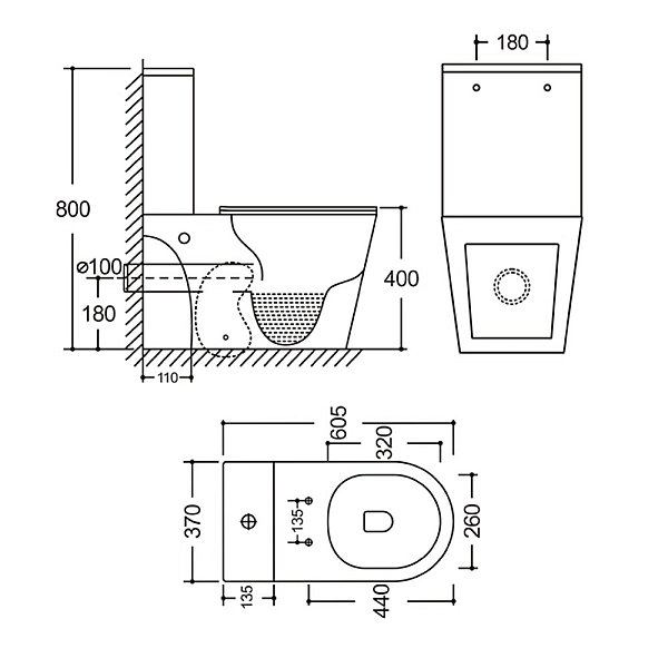 Унітаз-компакт Mixxus BEVEL-0405-R 605х370х800mm, система змиву RIMLESS (MI6728) - Фото - 4