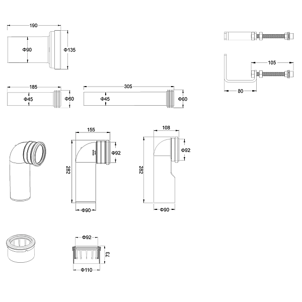 Комплект інсталяційний для унітазу Koer KT-0401 (без панелі змиву)  (KR5166) - Фото - 6