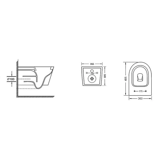 Унітаз підвісний Mixxus BEVEL-0303-T3 485x360x365mm, система змиву TORNADO 3.0 (MI6703) - Фото - 2