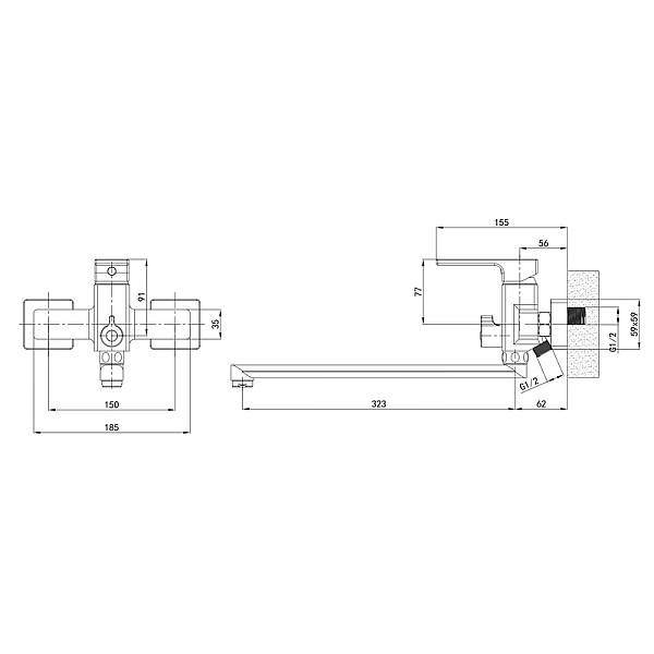 Змішувач для ванни Mixxus Premium DANTE 006 EURO White-Chrome (MI6794) - Фото - 2