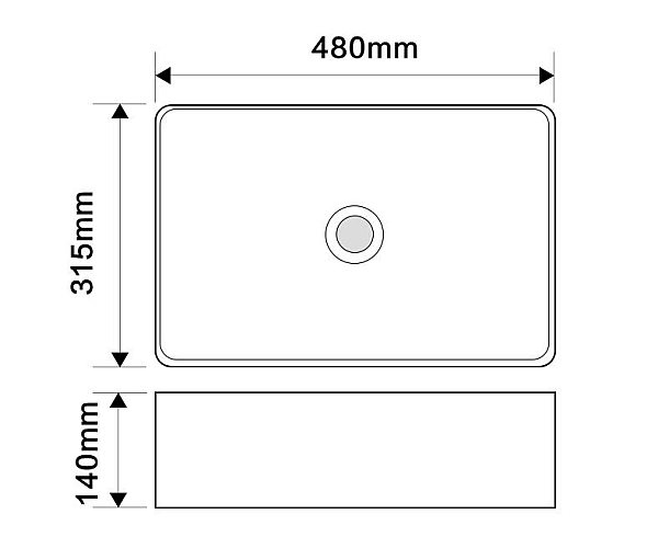 Раковина накладна Mixxus Premium QUADRO-0208 MARBLE 480х315х140mm з переливом (MP6518) - Фото - 8