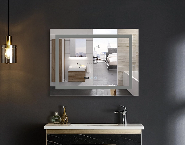 Дзеркало Mixxus WARM MR02-90x70 з Led Touch, Anti-fog, димером, регулятором яскравості, годинником (MI6673) - Фото - 12