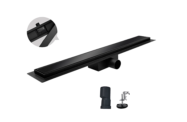 Душовий трап із нержавіючої сталі Koer FD08-70x700-GLASS Black 70x700мм зі склян. панеллю (KR5141) - Фото - 2