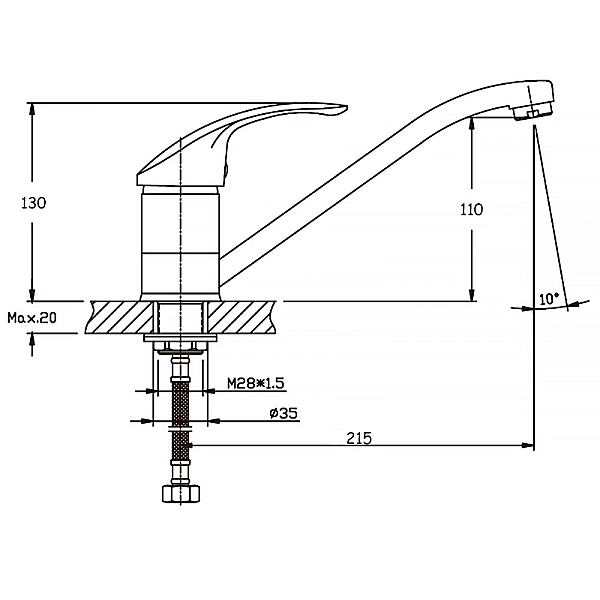 Змішувач для кухні Haiba FABIO 555 (HB0105) - Фото - 2