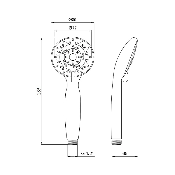 Лійка для ручного душу Лейки Lidz Niagara 05 80 мм округла LDNIA05CRM22037 Chrome - Фото - 2