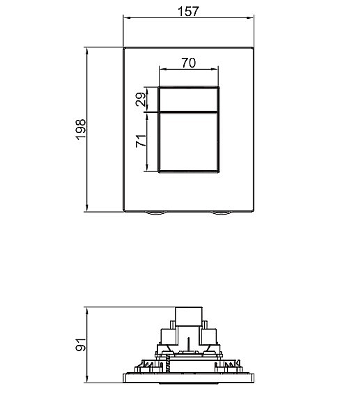 Панель змиву пластикова Koer KT-0607-03 157x198x3mm, кнопка квадратна (колір білий) (KR5714) - Фото - 2