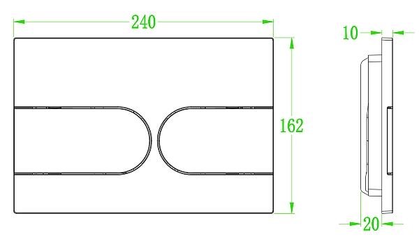 Панель змиву Koer KT-0604-03 240x160x10mm пластикова, кнопка закруглена (KR5322) - Фото - 3
