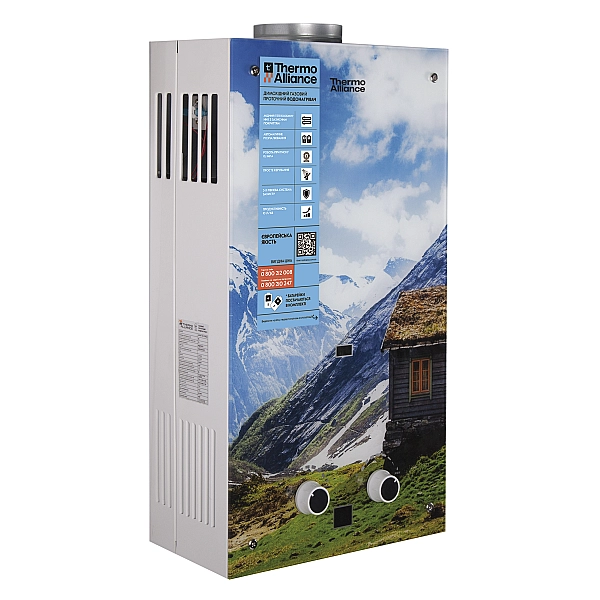 Колонка газовая дымоходная Thermo Alliance JSD20-10GC 10 л панель из стекла с рисунком горы - Фото - 5