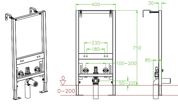 Комплект інсталяційний для біде Koer KT-0402 (без панелі змиву)  (KR5167) - Фото - 2