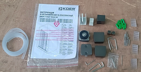 Двері у нішу Walk-In розсувні Koer SR SD07-120x200-L-TR-07 прозоре скло Easy Clean 8мм Графіт (KR5688) - Фото - 6