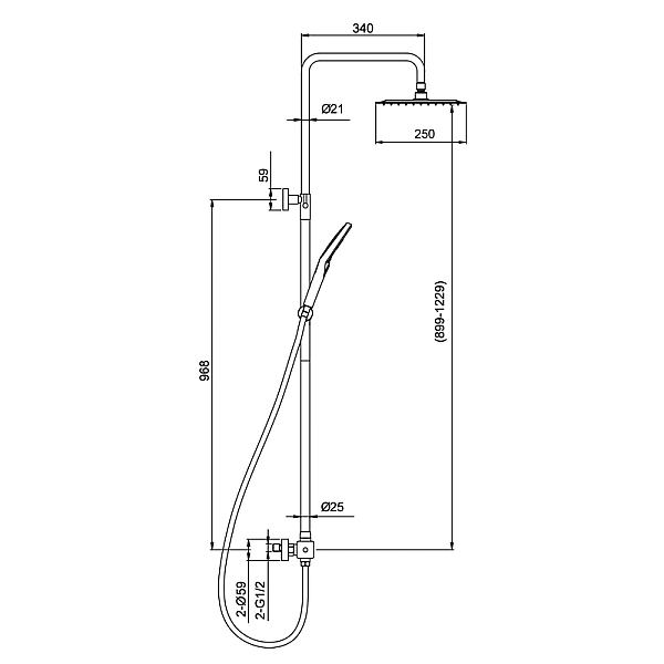 Душова колона з термостатичним змішувачем Koer KI-53017-02 2 функції з нерж.сталі SUS304 (Колір нерж) (KR5547) - Фото - 2