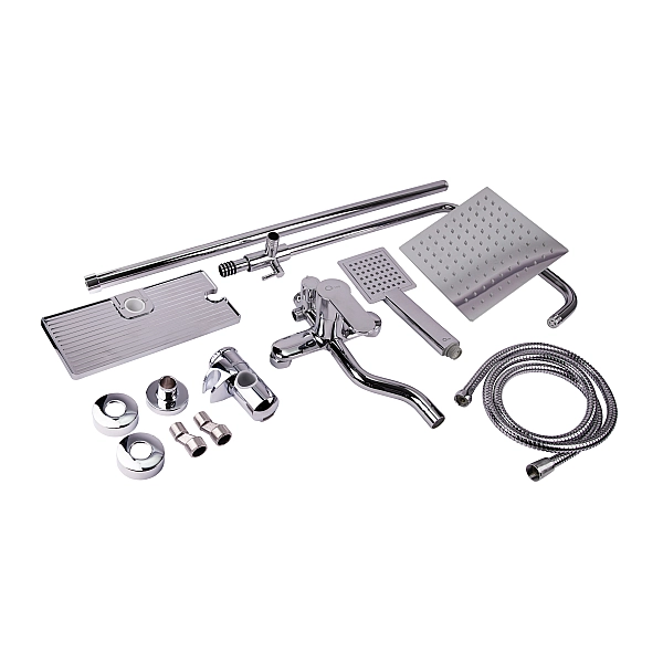 Душевая система универсальная Qtap Plava на три потребителя (с изливом) c полочкой QT1005CRM Chrome - Фото - 10