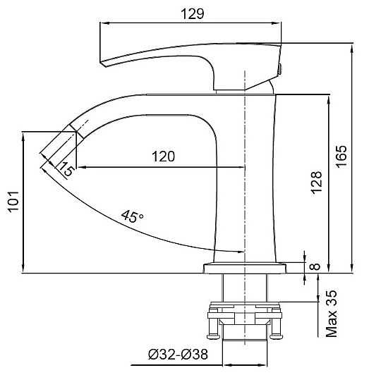 Змішувач для умивальника Koer KB-12007-04 (Колір хром+білий) (KR5151) - Фото - 3