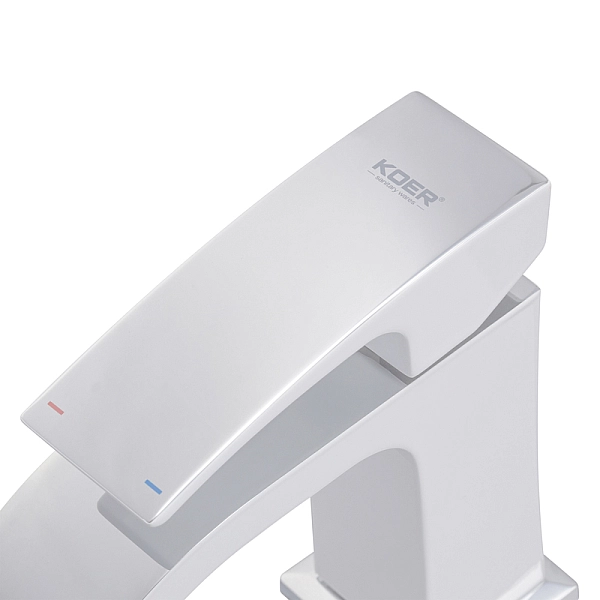 Змішувач для умивальника Koer KB-12007-04 (Колір хром+білий) (KR5151) - Фото - 7