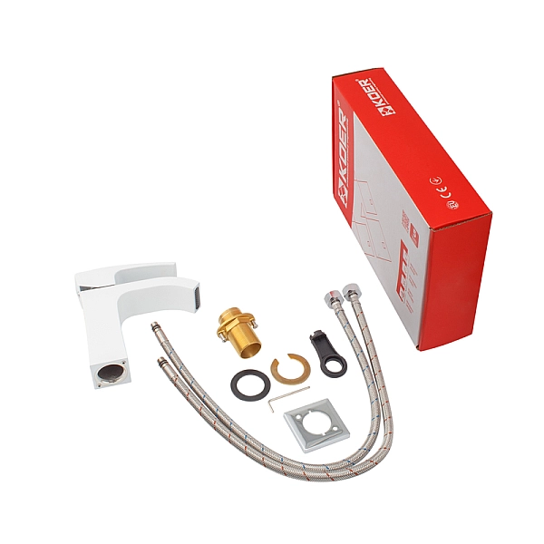 Змішувач для умивальника Koer KB-12007-04 (Колір хром+білий) (KR5151) - Фото - 8