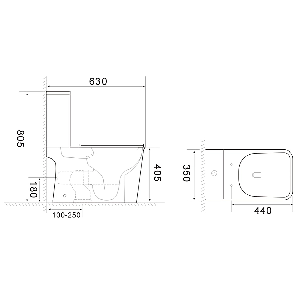 Унітаз-компакт Mixxus WAVE-0404-R 630х350х805mm, система змиву RIMLESS (MI6692) - Фото - 6