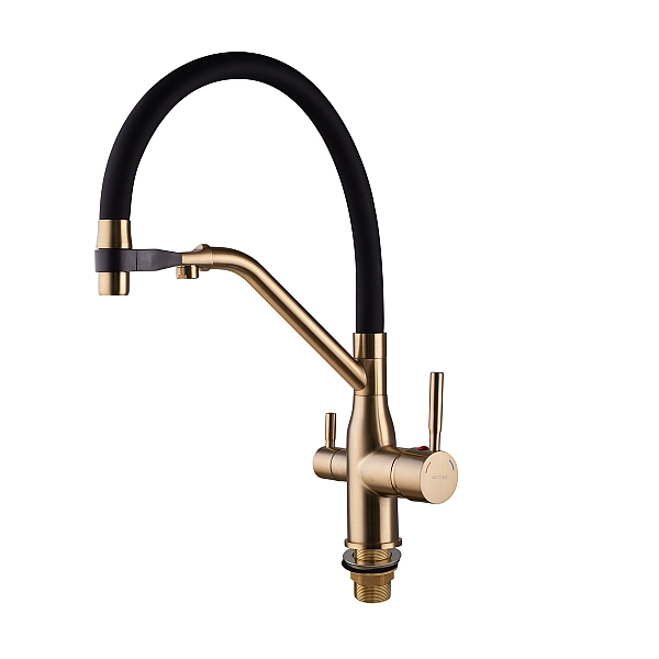 Змішувач для кухні MixxusPremium Gravity 021 BRUSHED GOLD REFL.BLACK (MI6981) - Фото - 7