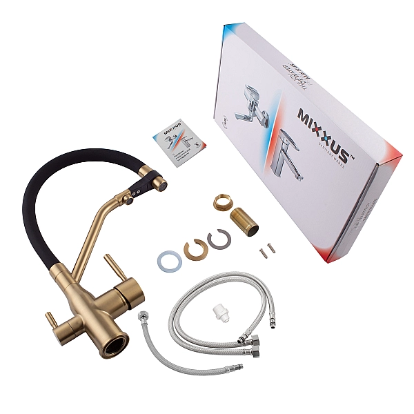 Змішувач для кухні MixxusPremium Gravity 021 BRUSHED GOLD REFL.BLACK (MI6981) - Фото - 5