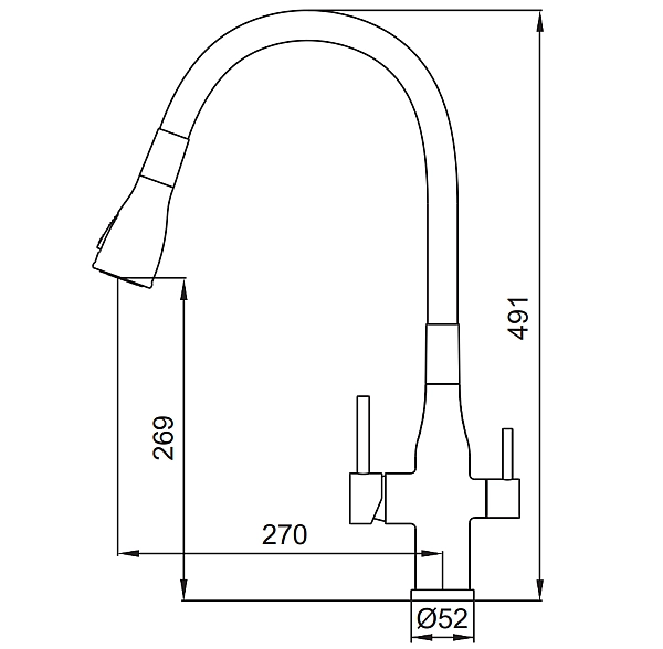 Змішувач для кухні Koer KI-72024-05 з виходом для питної води (нерж. сталь) (KR5012) - Фото - 8
