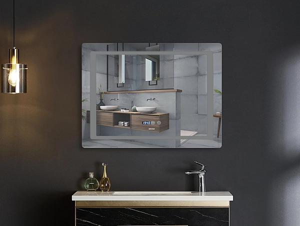 Дзеркало Mixxus STYLE MR03-70x50 з Led Touch, Anti-fog, димером, регулятором яскравості, годинником (MI6006) - Фото - 2