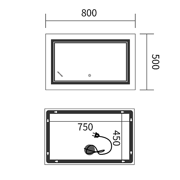 Дзеркало Mixxus Premium QUADRO MR20-50x80-Reverse з Led Touch, Anti-fog, димером, регулятором яскравості (MP6620) - Фото - 8