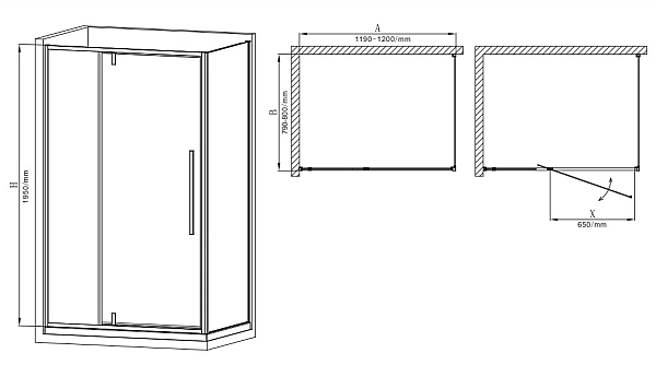 Душова кабіна без піддону Mixxus Premium BEVEL SC01-120x80x195-TR Chrome прозоре скло 6мм (MI6871) - Фото - 3